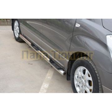 Пороги труба с проступью d76 для Hyundai H-1 Grand Starex 2015-2018