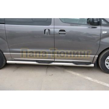 Пороги труба с проступью d76 для Hyundai H-1 Grand Starex 2015-2018