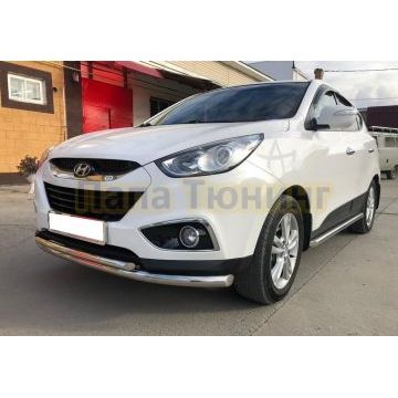 Защита переднего бампера двойная (радиус) d60/42 для Hyundai IX 35 2010-2015