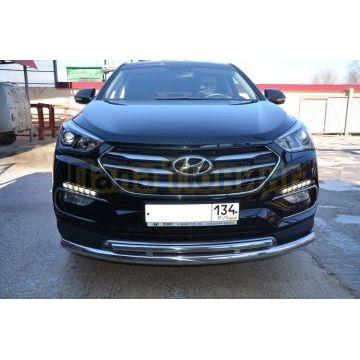 Защита переднего бампера двойная d60/42 для Hyundai Santa Fe 2016-2018 Защита переднего бампера двойная d60/42 для Hyundai Santa Fe 2016-2018