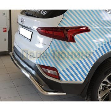 Защита заднего бампера скоба d60 для Hyundai Santa Fe 2018- (кроме дизельных авто)
