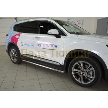Защита порога труба d60 для Hyundai Santa Fe 2018-
