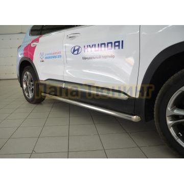 Защита порога труба d60 для Hyundai Santa Fe 2018-