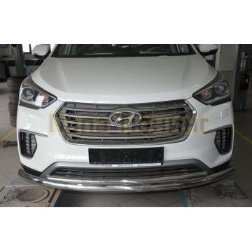 Защита переднего бампера двойная d60/42 для Hyundai Santa Fe GRAND 2018-