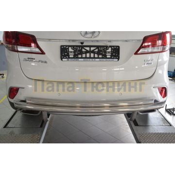 Защита заднего бампера двойная d60/42 для Hyundai Santa Fe GRAND 2018-