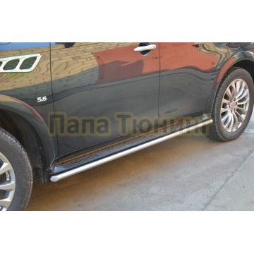 Защита штатного порога d42 для Infiniti QX80 2017-