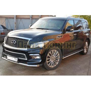Защита штатного порога d42 для Infiniti QX80 2017-