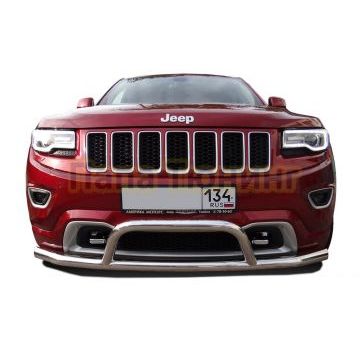 Защита переднего бампера одинарная+низкая скоба d76 для Jeep Grand Cherokee 2013-