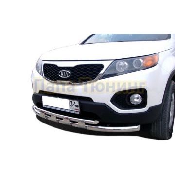 Защита переднего бампера двойная с перемычками d60/42 для Kia Sorento 2009-2012