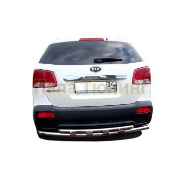 Защита заднего бампера двойная с перемычкам d60/42 для Kia Sorento 2009-2012