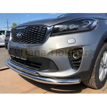 Защита переднего бампера двойная d60/42 для Kia Sorento Prime 2018-