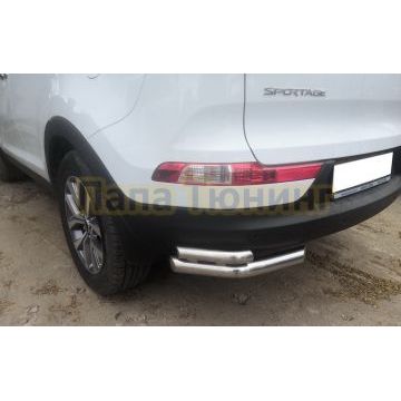 Защита заднего бампера угловая d60/42 двойная для Kia Sportage 2010-2015