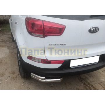 Защита заднего бампера угловая d60/42 двойная для Kia Sportage 2010-2015