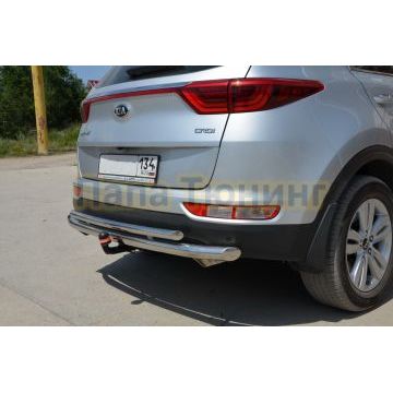 Защита заднего бампера двойная d60/42 для Kia Sportage 2016-2018