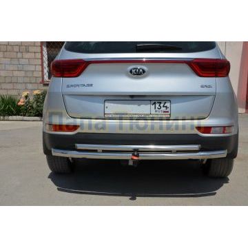 Защита заднего бампера двойная d60/42 для Kia Sportage 2016-2018