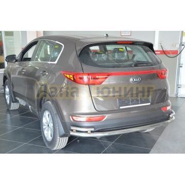 Защита заднего бампера дв угловая большая d60/42 для Kia Sportage 2016-2018