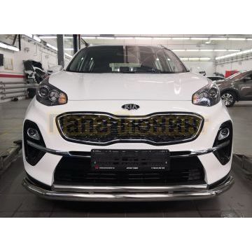 Защита переднего бампера двойная d60/42 для Kia Sportage 2018-2021