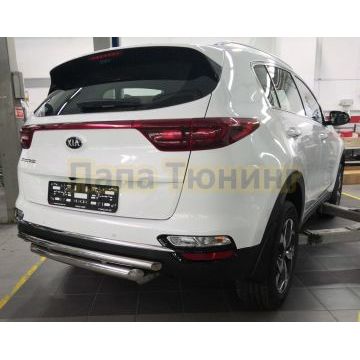 Защита заднего бампера двойная d60/42 для Kia Sportage 2018-2021