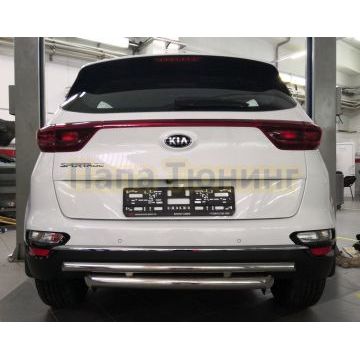 Защита заднего бампера двойная d60/42 для Kia Sportage 2018-2021