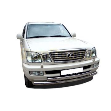 Защита переднего бампера (радиус) двойная d76/75х42 овал для Lexus LX 470 1998-2007