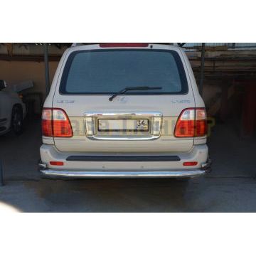 Защита заднего бампера угловая большая d76/42 для Lexus LX 470 1998-2007