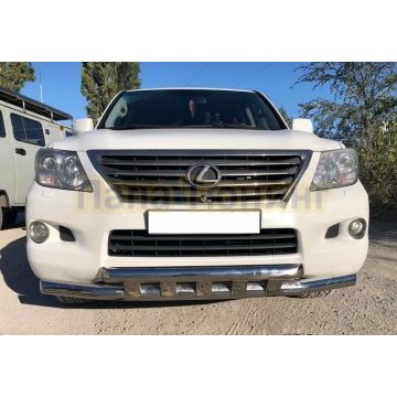 Защита переднего бампера двойная с перемычками d76/76 для Lexus LX 570 2007-