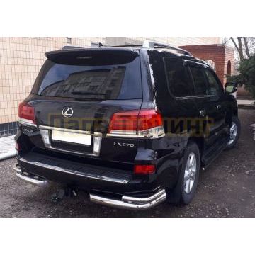 Защита заднего бампера угловая d76/42 для Lexus LX 570 2012-2015