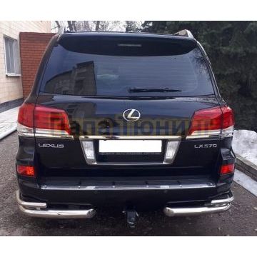 Защита заднего бампера угловая d76/42 для Lexus LX 570 2012-2015
