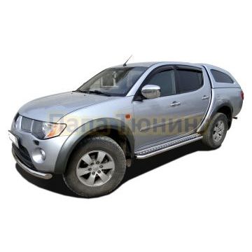 Пороги с накладным листом d60 для Mitsubishi L200 2006-2014
