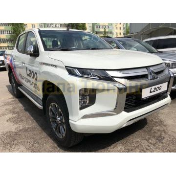 Пороги с накладным листом d60 для Mitsubishi L200 2019-