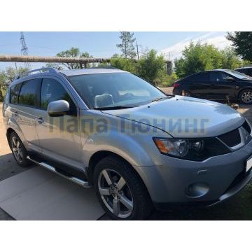 Пороги труба с проступью d76 для Mitsubishi Outlander XL 2006-2009