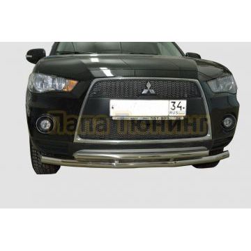 Защита переднего бампера двойная d60/42 для Mitsubishi Outlander XL 2010-2011 Защита переднего бампера двойная d60/42 для Mitsubishi Outlander XL 2010-2011