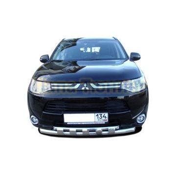 Защита переднего бампера двойная с перемычками d60/42 для Mitsubishi Outlander 2014-2015 Защита переднего бампера двойная с перемычками d60/42 для Mitsubishi Outlander 2014-2015