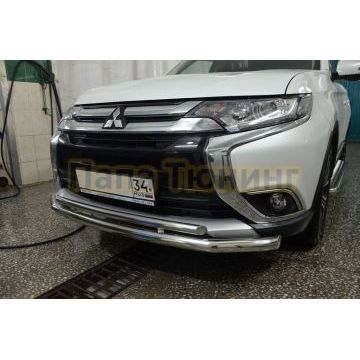 Защита переднего бампера двойная d60/42 для Mitsubishi Outlander 2015-2018