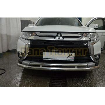Защита переднего бампера двойная d60/42 для Mitsubishi Outlander 2015-2018