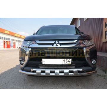 Защита переднего бампера двойная с перемычками d60/42 для Mitsubishi Outlander 2015-2018