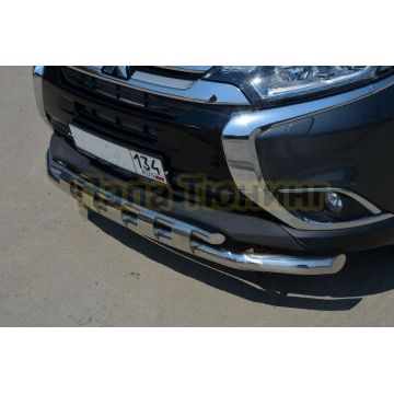 Защита переднего бампера двойная с перемычками d60/42 для Mitsubishi Outlander 2015-2018