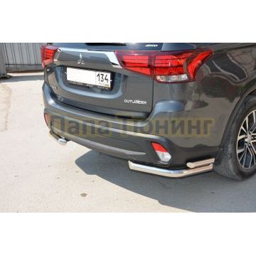 Защита заднего бампера двойная угловая d60/42 для Mitsubishi Outlander 2015-2018