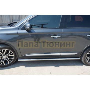 Защита штатного порога d60 для Mitsubishi Outlander 2018-