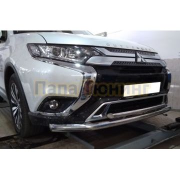Защита переднего бампера двойная d60/42 для Mitsubishi Outlander 2018-
