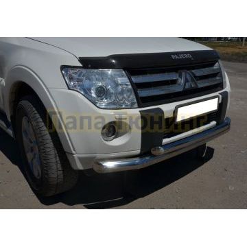 Защита переднего бампера двойная d76/60 для Mitsubishi Pajero 4 2006-2017