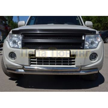 Защита переднего бампера двойная d76/60 для Mitsubishi Pajero 4 2006-2017