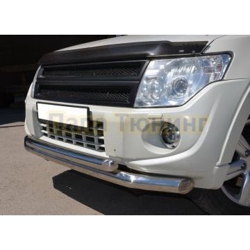 Защита переднего бампера двойная d76/60 для Mitsubishi Pajero 4 2006-2017