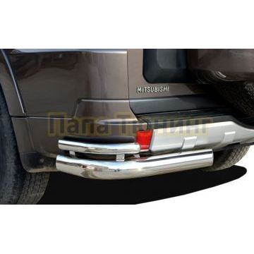 Защита заднего бампера двойная угловая d76/42 для Mitsubishi Pajero 4 2006-2017