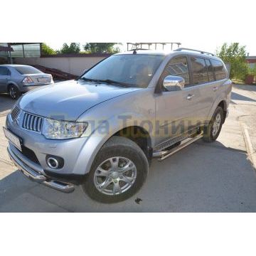 Пороги с проступью d76 для Mitsubishi Pajero Sport 2008-2016