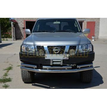 Защита переднего бампера двойная d76/60 для Nissan Patrol 1997-2009 Защита переднего бампера двойная d76/60 для Nissan Patrol 1997-2009