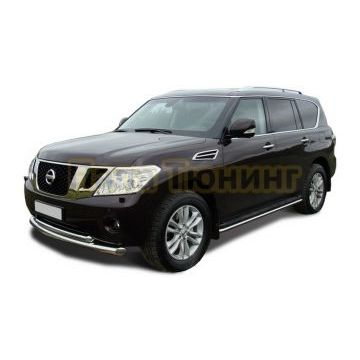 Защита переднего бампера (радиус) d76/60 для Nissan Patrol 2010-2013
