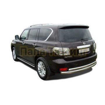 Защита заднего бампера (радиус) d75х42/75х42 для Nissan Patrol 2010-2013