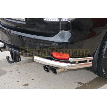 Защита заднего бампера угловая двойная d76/42 для Nissan Patrol 2010-2013