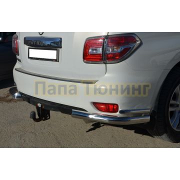 Защита заднего бампера угловая двойная d76/42 для Nissan Patrol 2010-2013